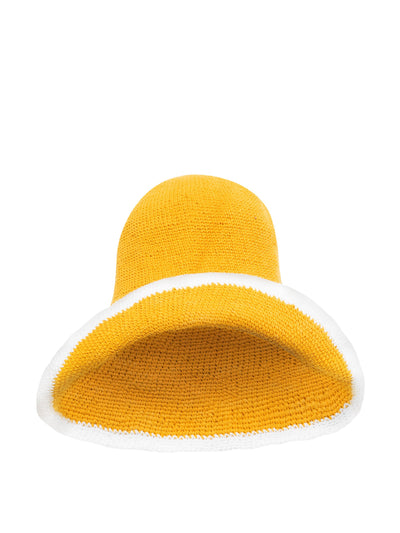 BrunnaCo Bloom line crochet sun hat in canary yellow at Collagerie