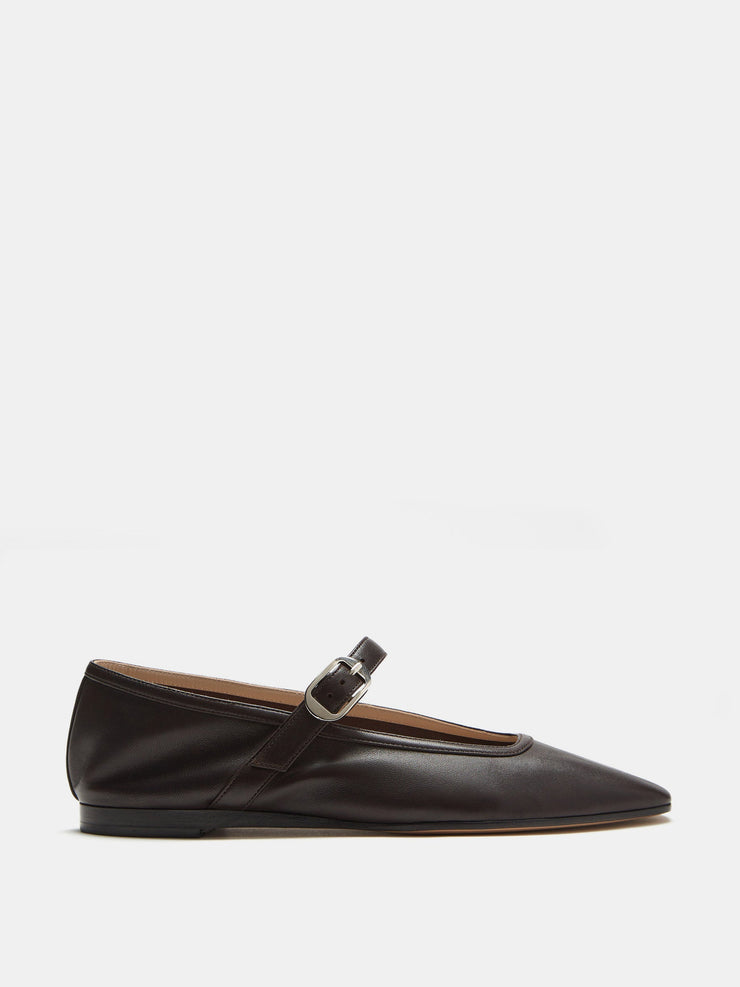Chocolate leather ballet Mary Jane flats Shoes Le Monde Beryl    - Collagerie