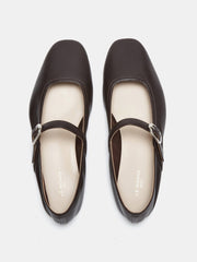 Chocolate leather ballet Mary Jane flats Shoes Le Monde Beryl    - Collagerie