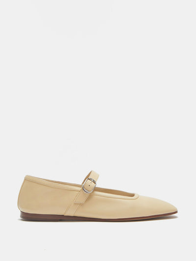 Le Monde Beryl Custard leather ballet Mary Jane flats at Collagerie