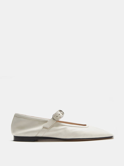Le Monde Beryl Ecru leather ballet Mary Jane flats at Collagerie