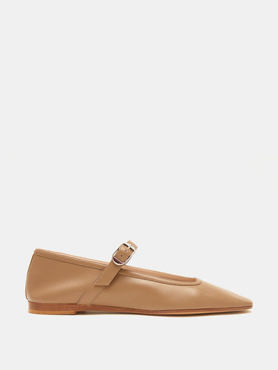 Le Monde Beryl Taupe leather ballet Mary Jane flats at Collagerie