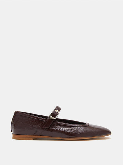 Le Monde Beryl Aubergine naplack leather ballet Mary Jane flats at Collagerie