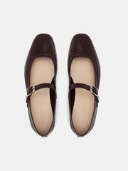 Chocolate patent leather ballet Mary Jane flats Footwear Le Monde Beryl    - Collagerie