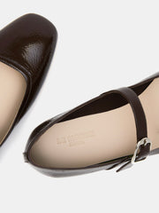 Chocolate patent leather ballet Mary Jane flats Footwear Le Monde Beryl    - Collagerie