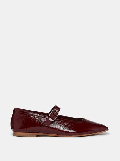 Le Monde Beryl Oxblood patent leather Mary Jane ballet flats at Collagerie