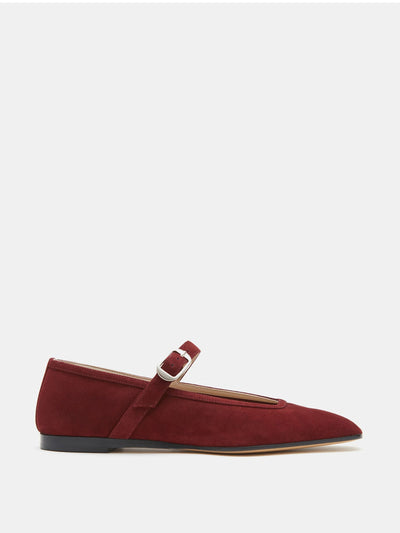 Le Monde Beryl Oxblood suede Mary Jane ballet flats at Collagerie