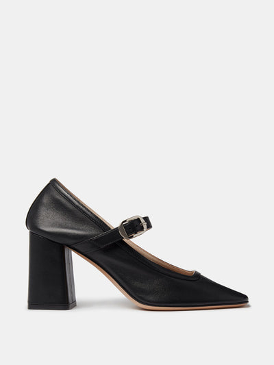 Le Monde Beryl Black leather ballet Mary Jane pumps at Collagerie