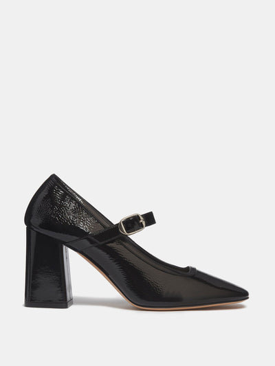 Le Monde Beryl Black patent leather ballet Mary Jane pumps at Collagerie