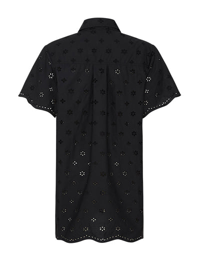 Matteau Black floral broderie mini shirt dress at Collagerie