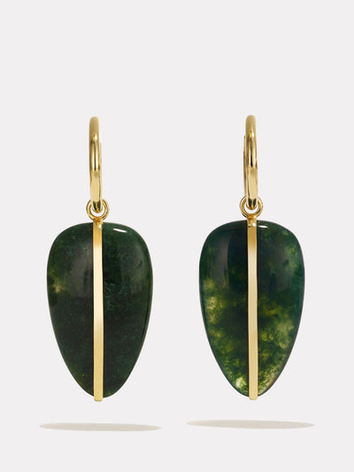 By Pariah Moss agate large pebble earrings at Collagerie