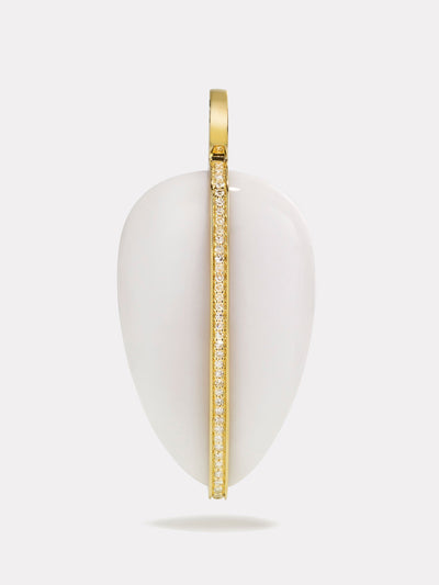 By Pariah XL diamond pebble pendant in white agate at Collagerie