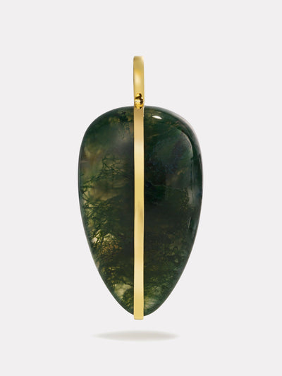 By Pariah XL pebble pendant in moss agate at Collagerie