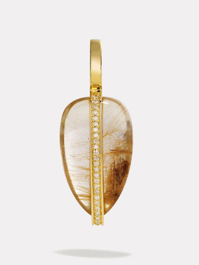 By Pariah Small diamond pebble pendant in Rutilated quartz at Collagerie