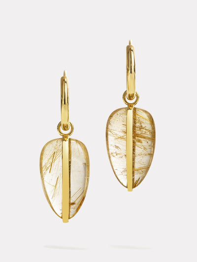 By Pariah 14K pebble earrings rutilated quartz at Collagerie