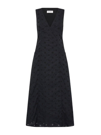 Matteau Black floral broderie plunge dress at Collagerie