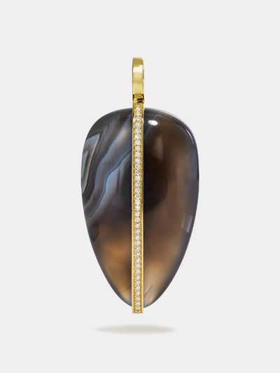 By Pariah Xl diamond pebble pendant in Botswana agate at Collagerie