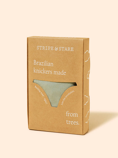 Stripe & Stare Khaki brazilian knicker at Collagerie