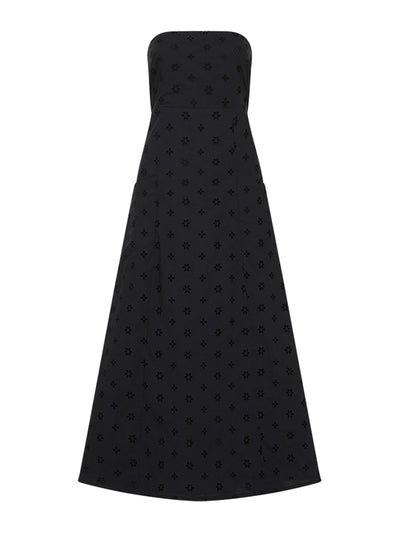 Matteau Black floral broderie strapless dress at Collagerie