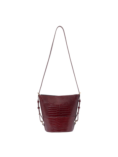 Sézane Gary bag in chocolate croco print at Collagerie