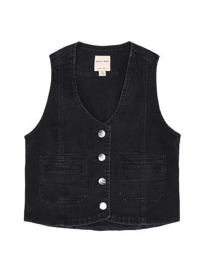 Seventy + Mochi Washed black Bea waistcoat at Collagerie