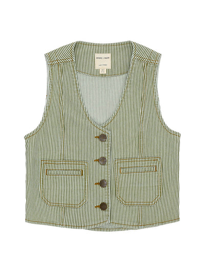 Seventy + Mochi Khaki stripe Bea waistcoat at Collagerie