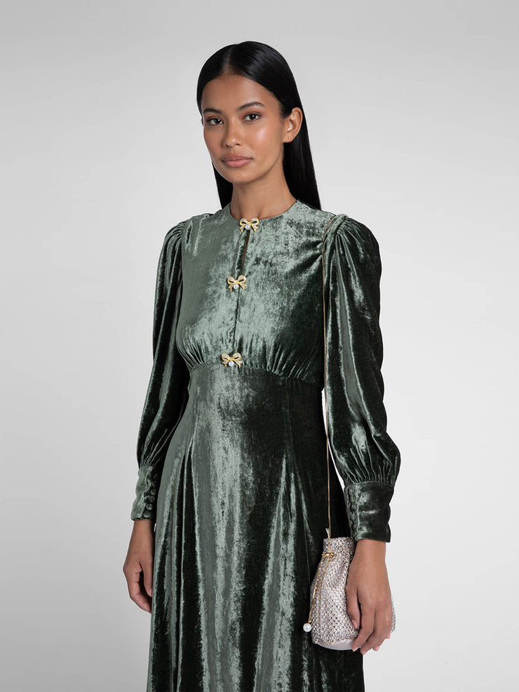 Posey moss green velvet dress