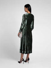 Posey moss green velvet dress
