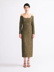 Birch dress in gold disco tweed