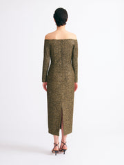 Birch dress in gold disco tweed