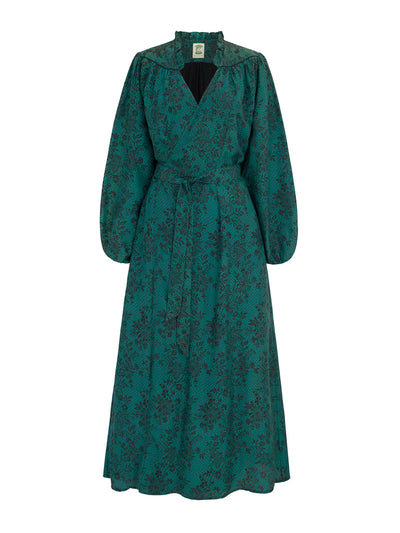 Daydress Blanche dress in emerald silk at Collagerie