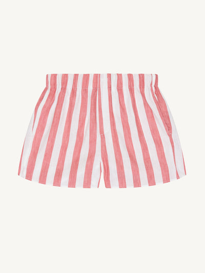 With Nothing Underneath The Boxer: Weave, Strawberry stripe shorts at Collagerie