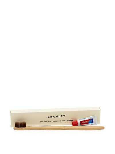 Bramley Bamboo toothbrush & toothpaste at Collagerie