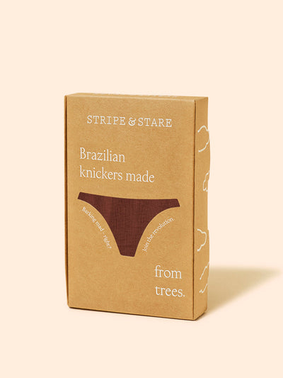 Stripe & Stare Cocoa brazilian knicker at Collagerie