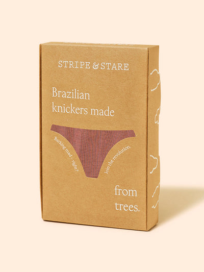 Stripe & Stare Mocha brazilian knicker at Collagerie