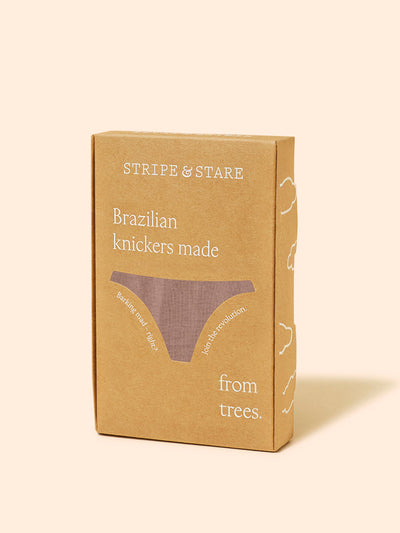 Stripe & Stare Taupe brazilian knicker at Collagerie