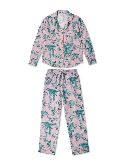 Desmond & Dempsey Long pyjama set the bromley parrot pink/blue at Collagerie