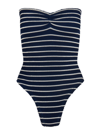 Hunza G Navy and white Brooke stripe swim at Collagerie