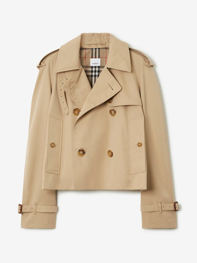 Burberry Cotton Gabardine Cropped Trench Coat at Collagerie