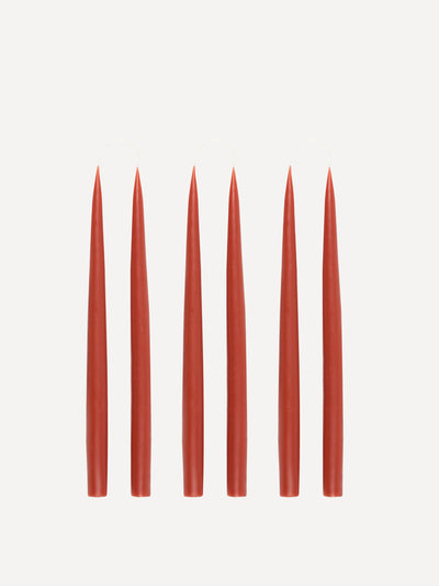 Rebecca Udall Danish taper candles in burnt orange (set of 6) at Collagerie
