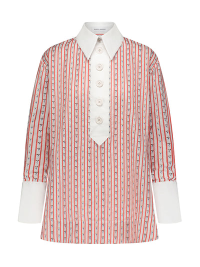 Marina Moscone Poppy and white contrast collar shirt at Collagerie