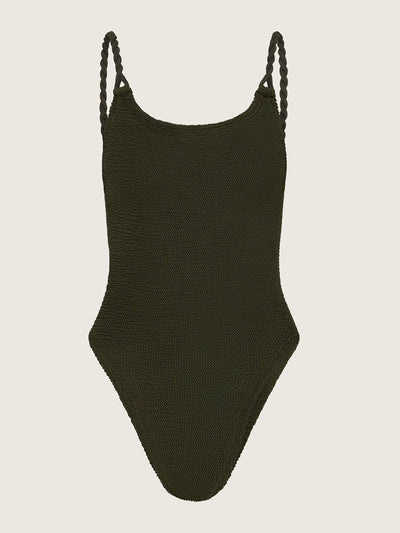 Hunza G Metallic khaki Camille swimsuit at Collagerie