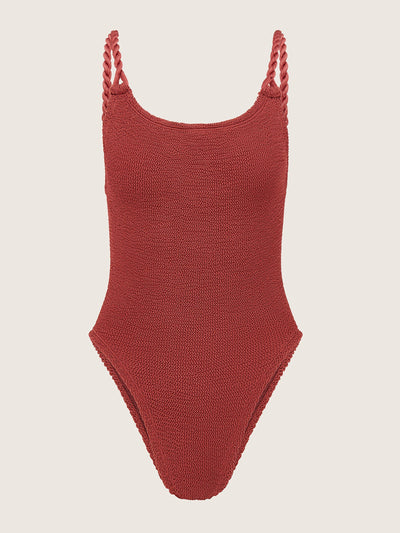 Hunza G Metallic rosewood Camille swimsuit at Collagerie