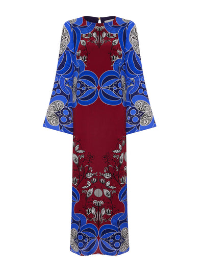 Borgo De Nor Enchantress blue Capucine crepe midi dress at Collagerie