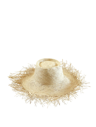 BrunnaCo Catalina frayed straw hat in nude at Collagerie