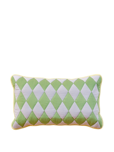 TBCo Green argyle cotton cushion cover at Collagerie