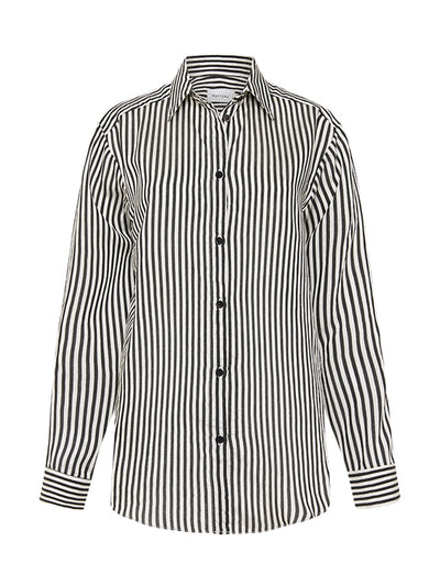 Matteau Classic Contrast Stripe shirt in Ink stripe at Collagerie