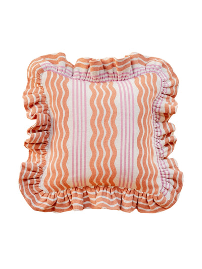 TBCo Coral stripe cotton cushion cover at Collagerie