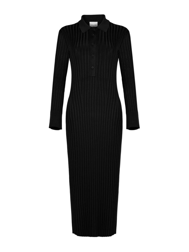 Black rib knit Rhea lounge henley dress