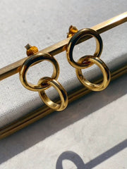 Gold Celestine double hoops